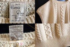 画像3: アイルランド製 Carraig Donn ケーブル編み ノースリーブ ウールニット セーター L★フィッシャーマン (3)