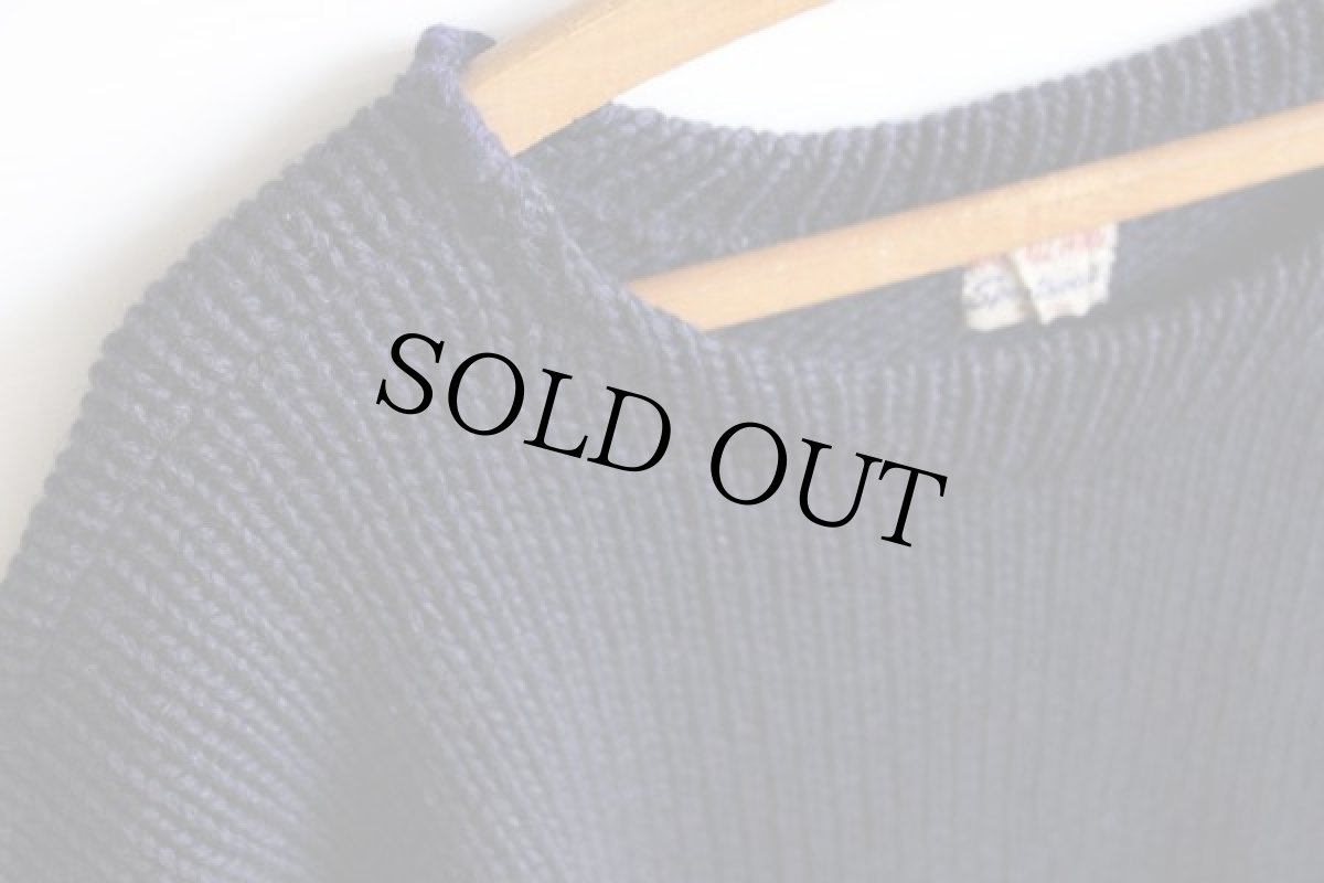 画像4: 40s Sportswear ボートネック ローゲージ ウールニット セーター 紺 (4)