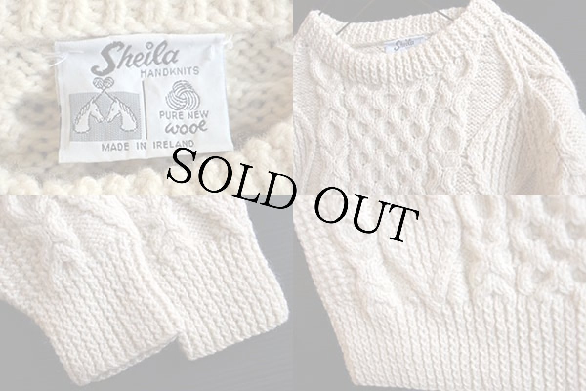 画像3: アイルランド製 Sheila ケーブル編み ウール ハンドニット セーター★フィッシャーマン (3)
