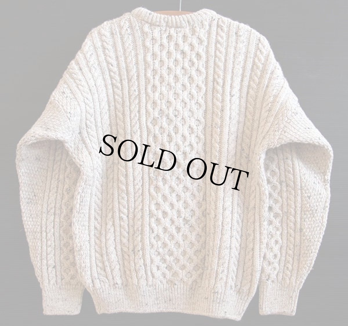 画像2: 英国製 Peregrine ケーブル編み ネップ入り ウールニット セーター L★フィッシャーマン (2)