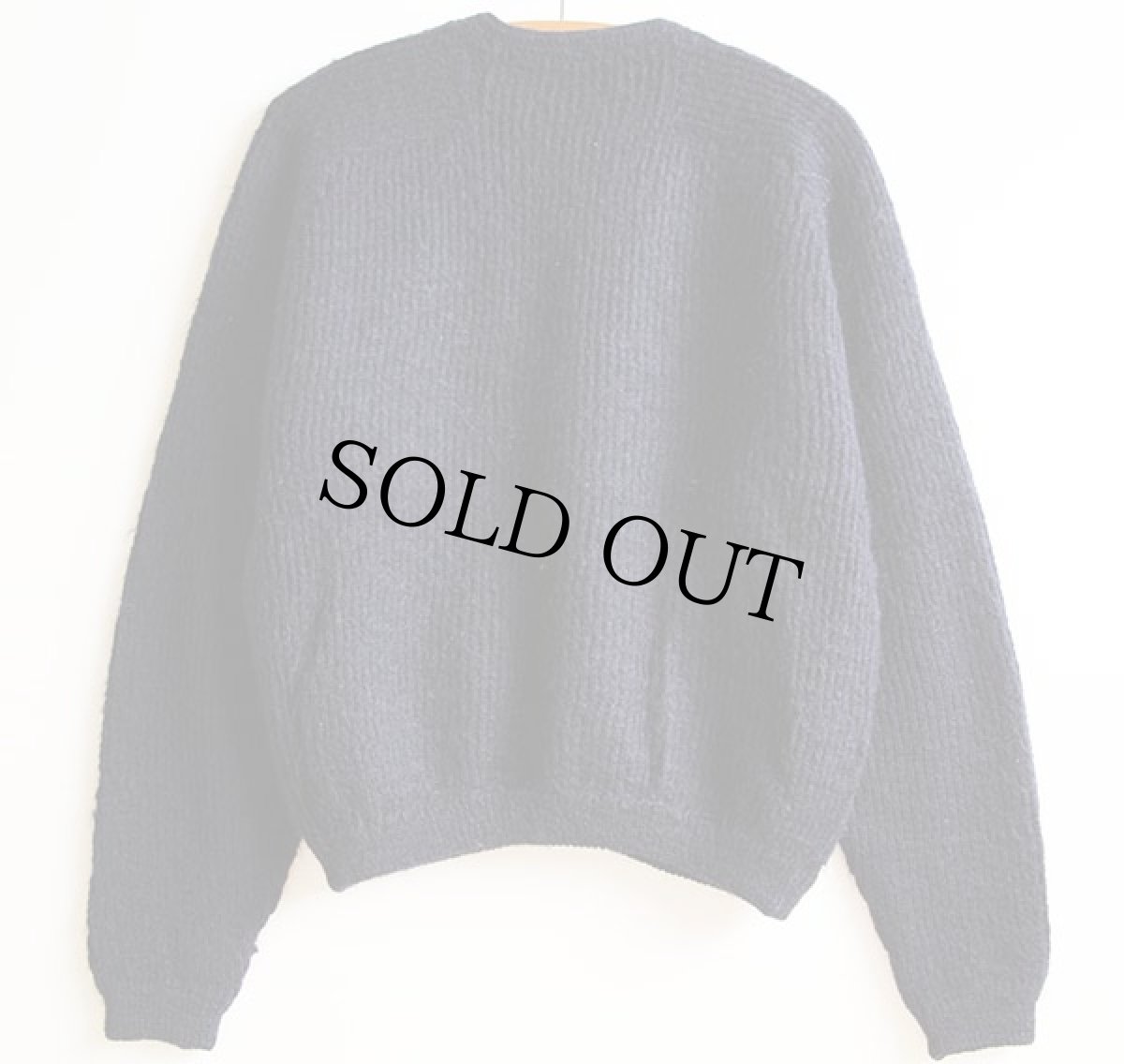 画像2: 60s UNKNOWN 無地 モヘヤ ニットカーディガン 紺 (2)