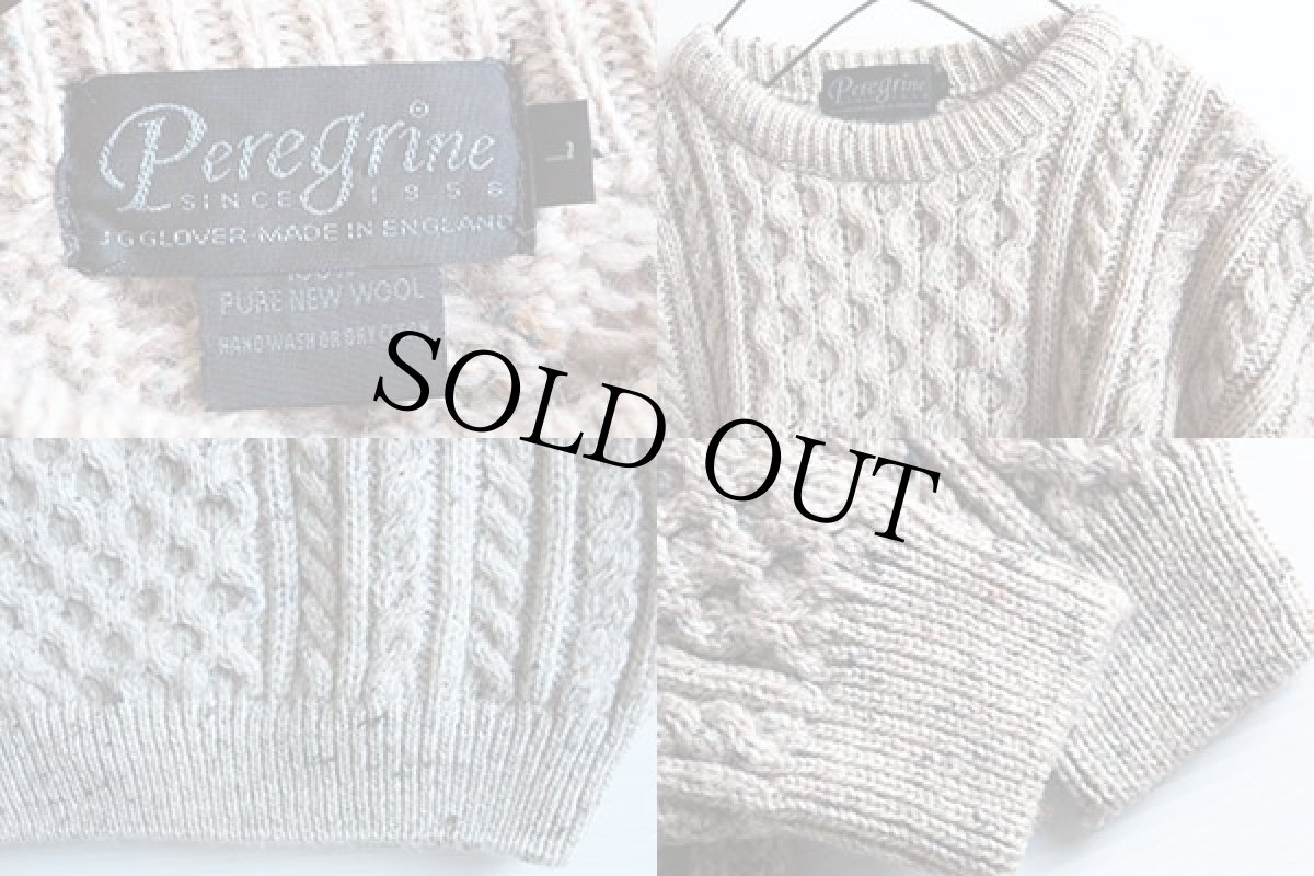 画像3: 英国製 Peregrine ケーブル編み ネップ入り ウールニット セーター L★フィッシャーマン (3)