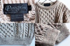 画像3: 英国製 Peregrine ケーブル編み ネップ入り ウールニット セーター L★フィッシャーマン (3)