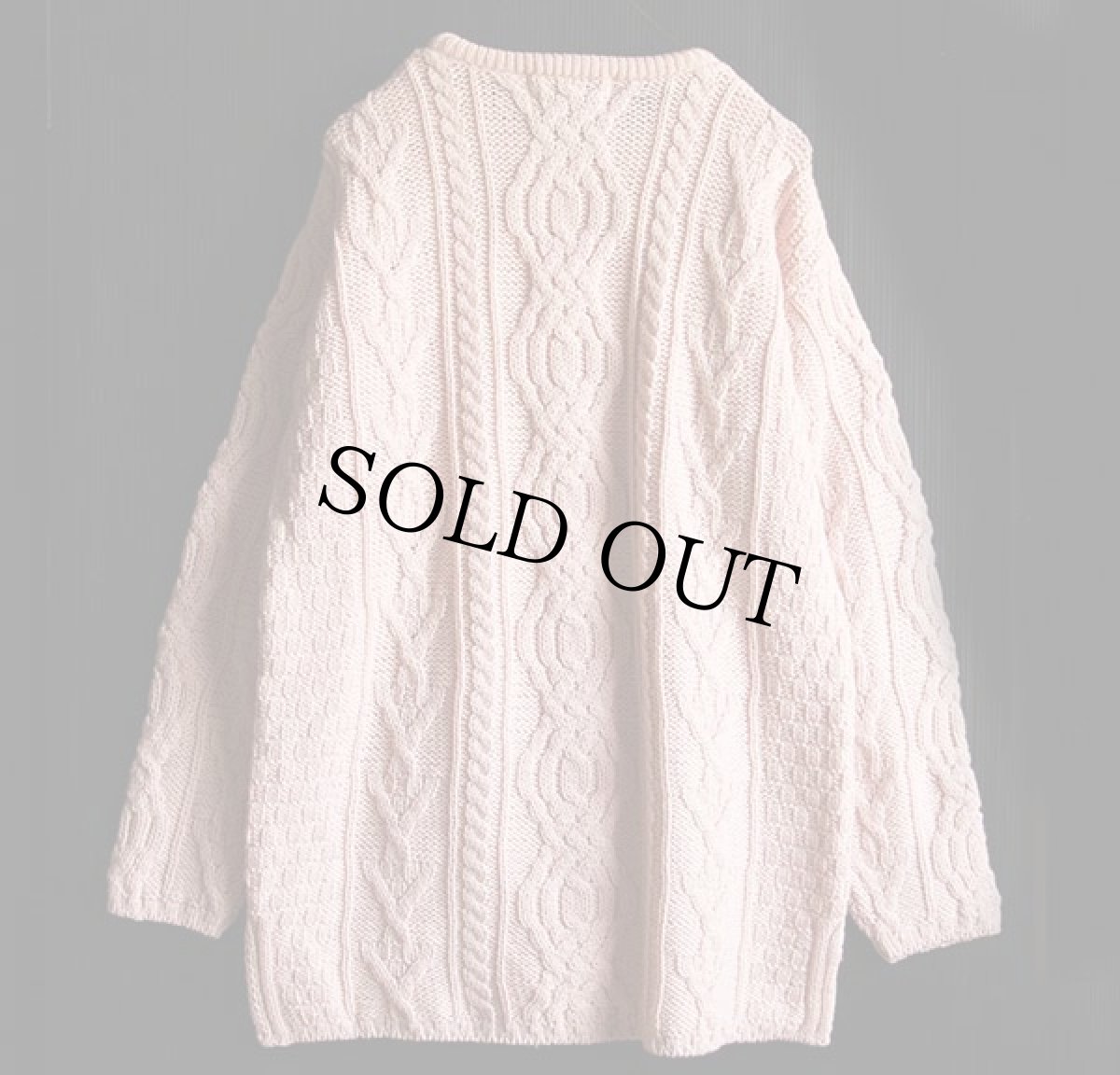 画像2: アイルランド製 aran crafts ケーブル編み メリノウールニット セーター ピンク★フィッシャーマン (2)