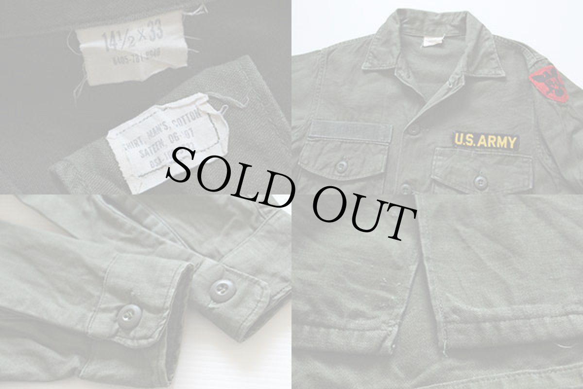 画像3: 60s 米軍 U.S.ARMY パッチ付き ユーティリティシャツ 14.5 (3)