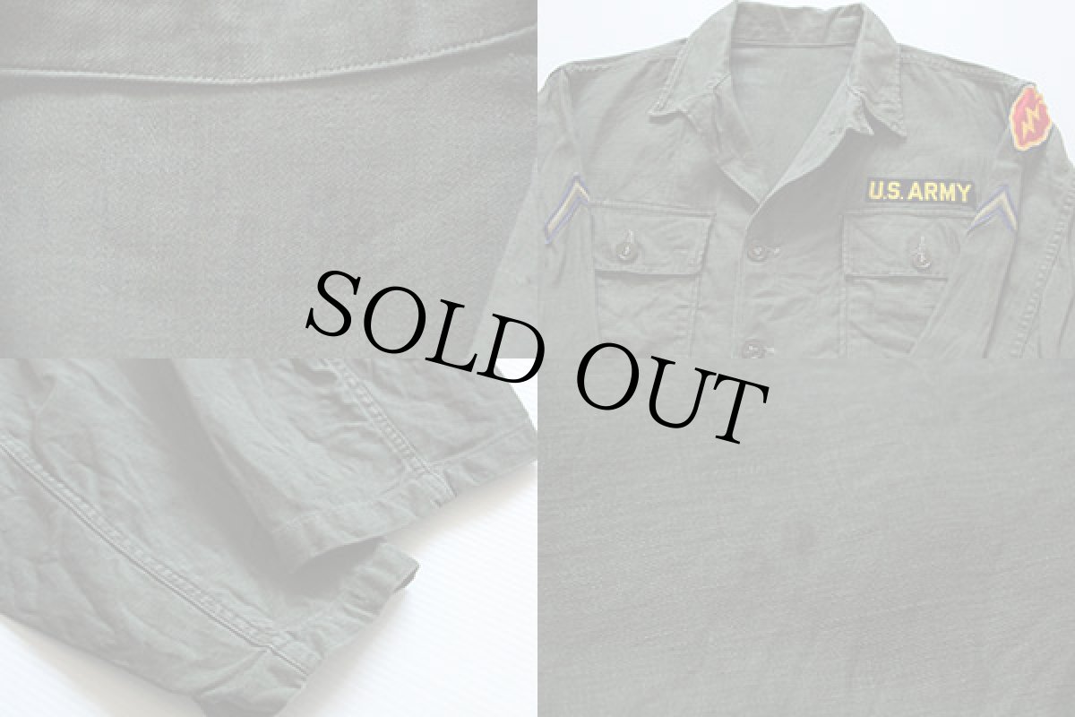 画像3: 50s 米軍 U.S.ARMY パッチ付き ユーティリティシャツ S (3)
