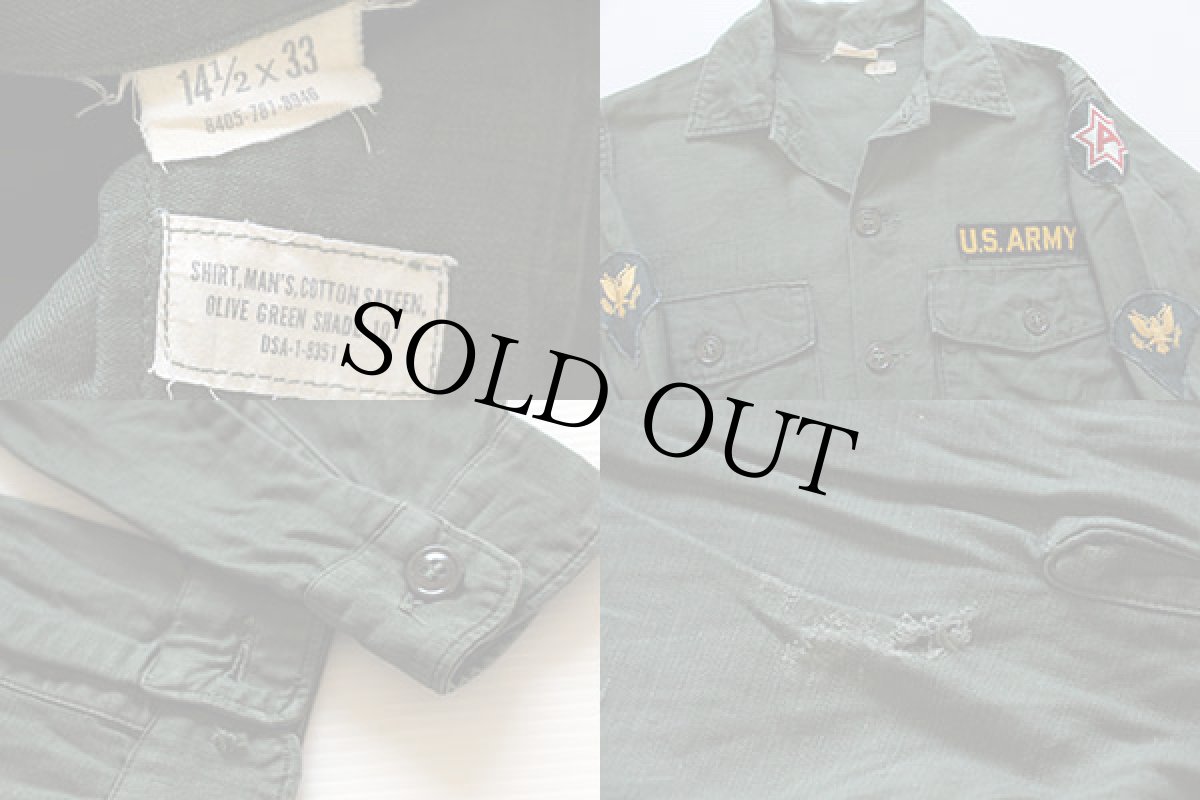 画像3: 60s 米軍 U.S.ARMY パッチ付き ユーティリティシャツ 14.5 (3)