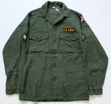 画像1: 60s 米軍 U.S.ARMY パッチ付き ユーティリティシャツ 14.5 (1)