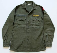 画像1: 60s 米軍 U.S.ARMY パッチ付き ユーティリティシャツ 14.5 (1)