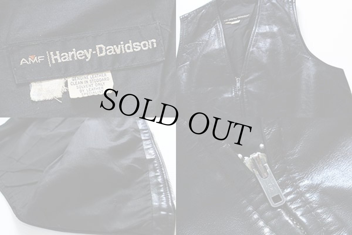 画像3: 70s AMF HARLEY-DAVIDSONハーレー ダビッドソン レザーベスト 黒 (3)