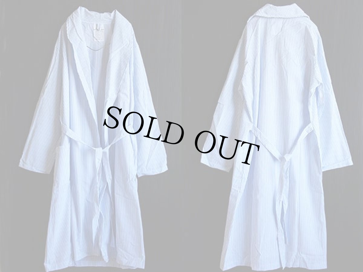 画像2: デッドストック★90s 米軍 シアサッカー ストライプ ガウン L (2)