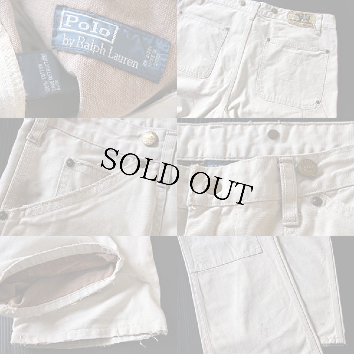 画像3: ポロ ラルフローレン ビンテージ加工 ダック地 ダブルニー ペインターパンツ (3)