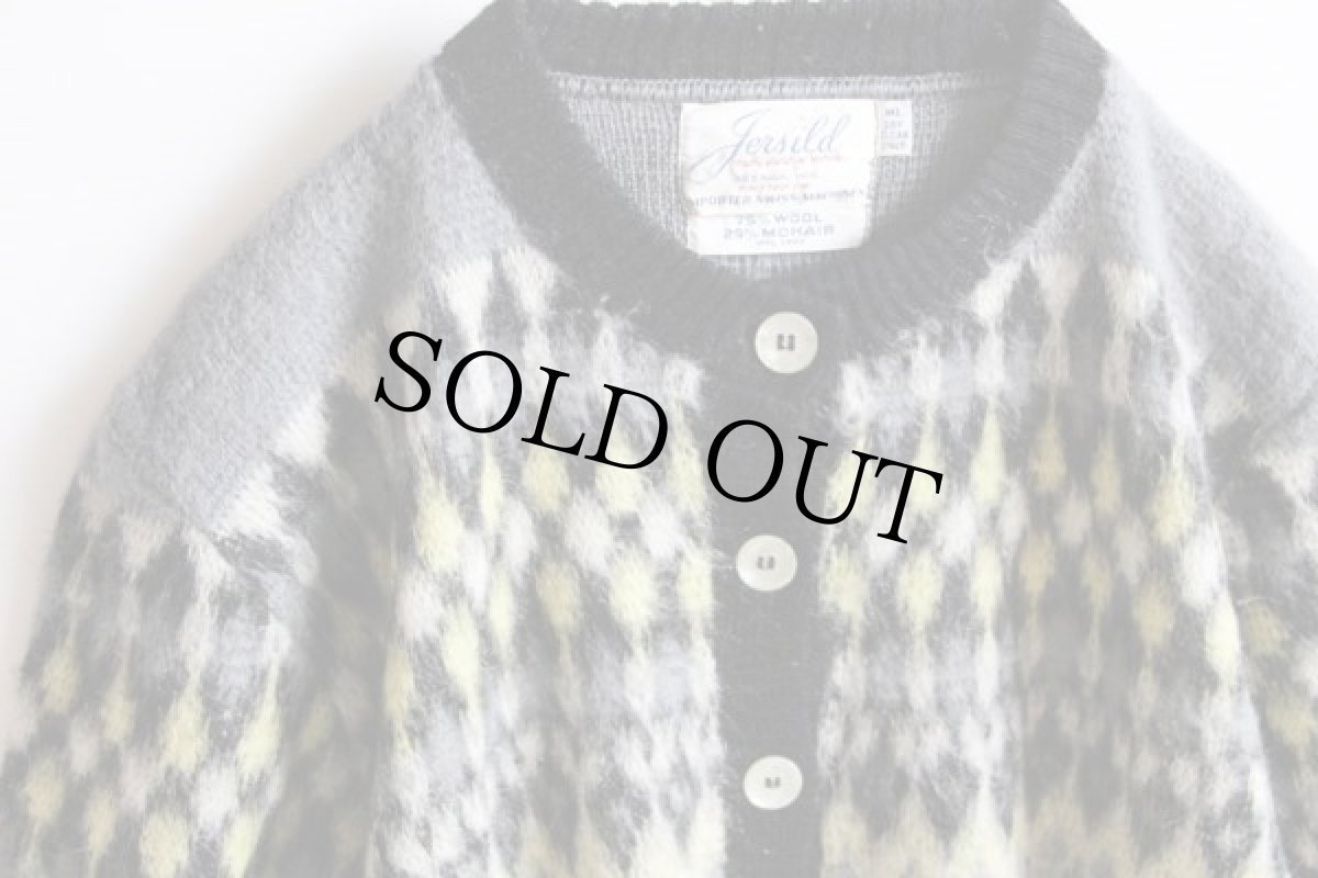 画像3: 60s Jersild ノルディック柄 モヘヤ ニットカーディガン ML (3)