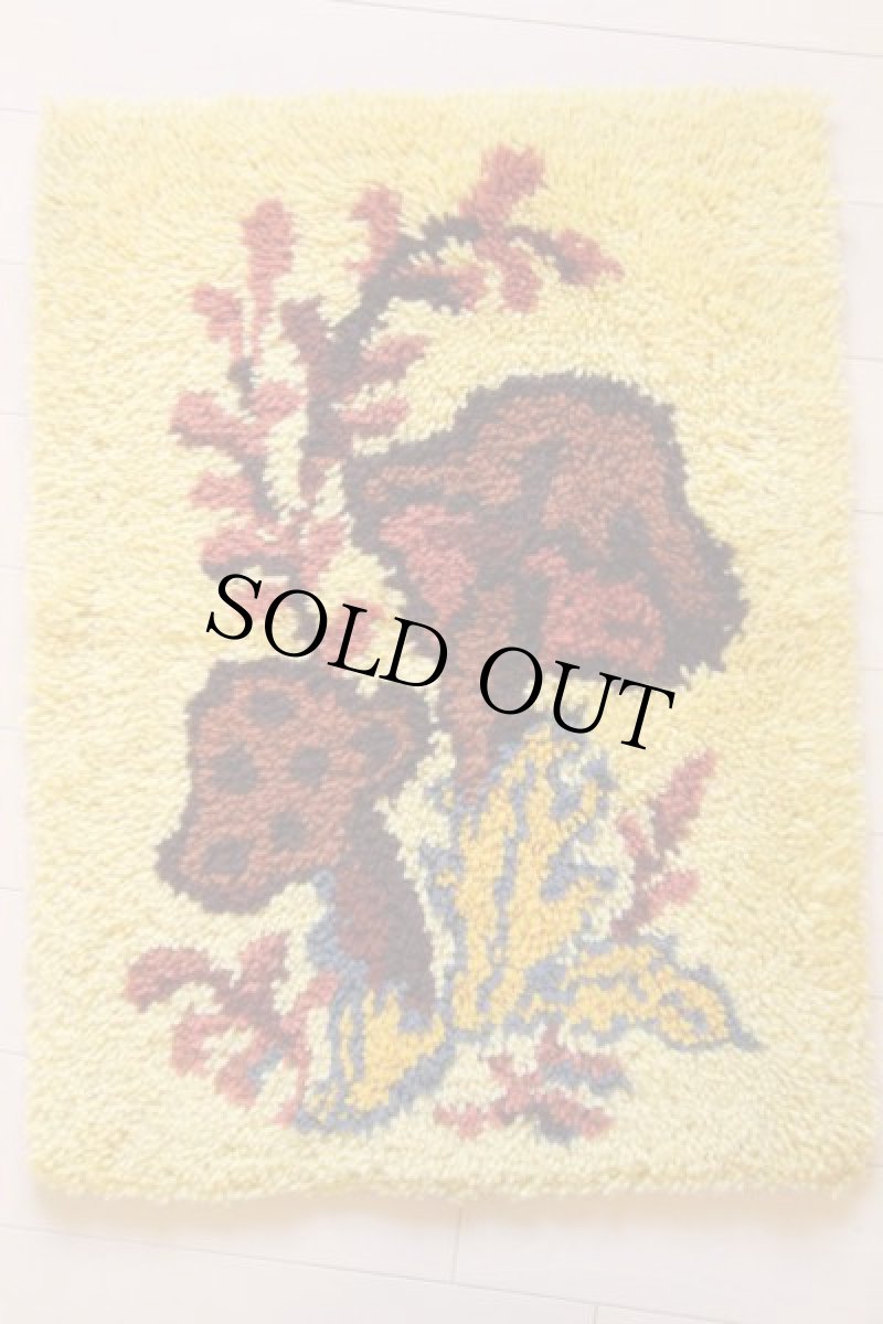 画像2: 70s キノコ柄 ラグ マット (2)