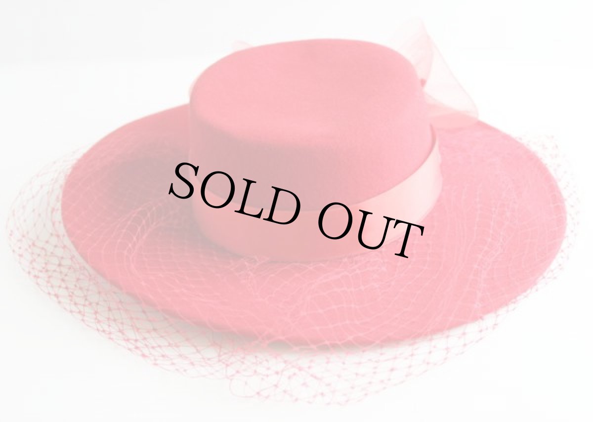 画像2: USA製 BOLLMAN チュール付き ツバ広 フェルト ハット (2)