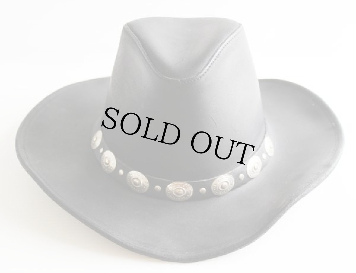 画像2: USA製 HENSCHEL HAT ヘンシェル コンチョ付き レザー カウボーイハット 黒 M★ウエスタン (2)