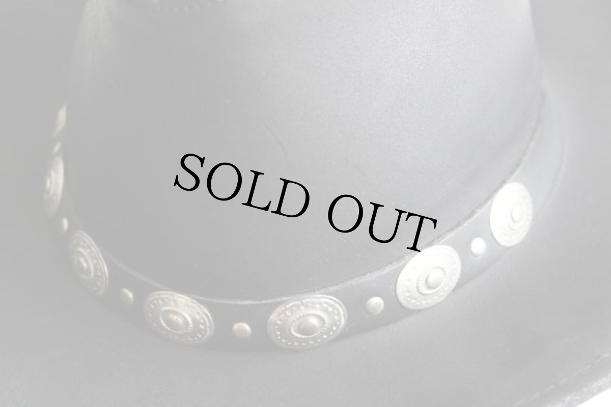 画像6: USA製 HENSCHEL HAT ヘンシェル コンチョ付き レザー カウボーイハット 黒 M★ウエスタン (6)