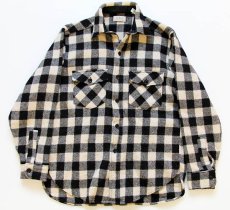 画像1: 80s USA製 L.L.Bean MAINE GUIDE SHIRT バッファローチェック ウールシャツ 黒×白 M (1)