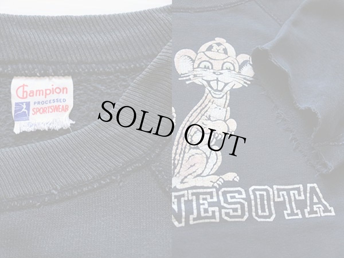 画像3: 50s Championチャンピオン ランタグ MINNESOTA カラーフロッキープリント 半袖スウェット 黒 (3)