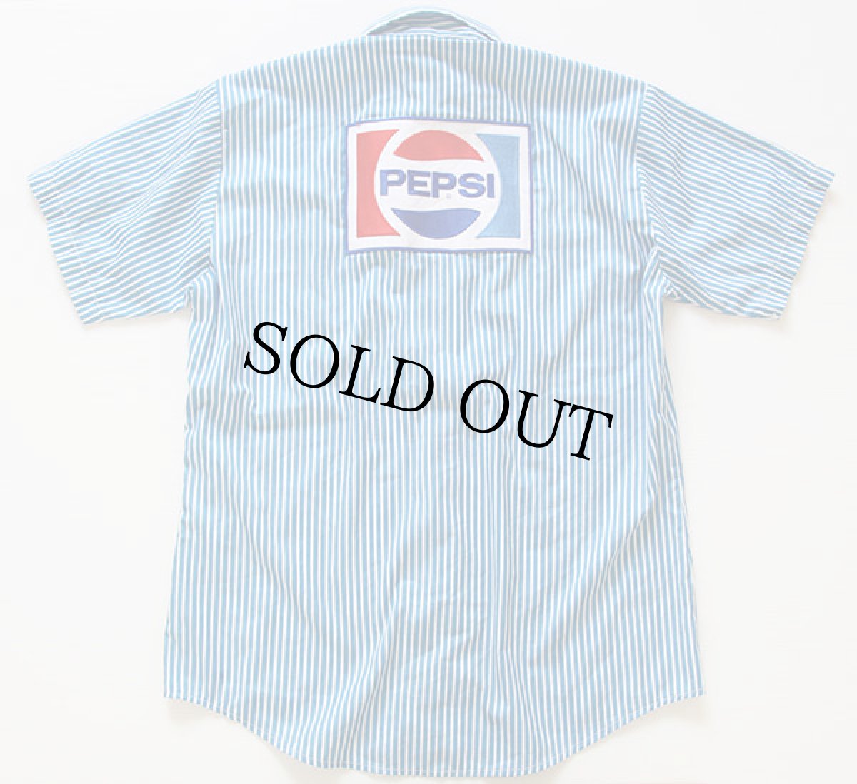 画像2: 80s PROTEXALL PEPSI ペプシ コーラ パッチ ストライプ 半袖 ワークシャツ (2)