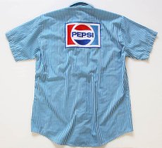 画像2: 80s PROTEXALL PEPSI ペプシ コーラ パッチ ストライプ 半袖 ワークシャツ (2)