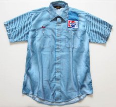 画像1: 80s PROTEXALL PEPSI ペプシ コーラ パッチ ストライプ 半袖 ワークシャツ (1)