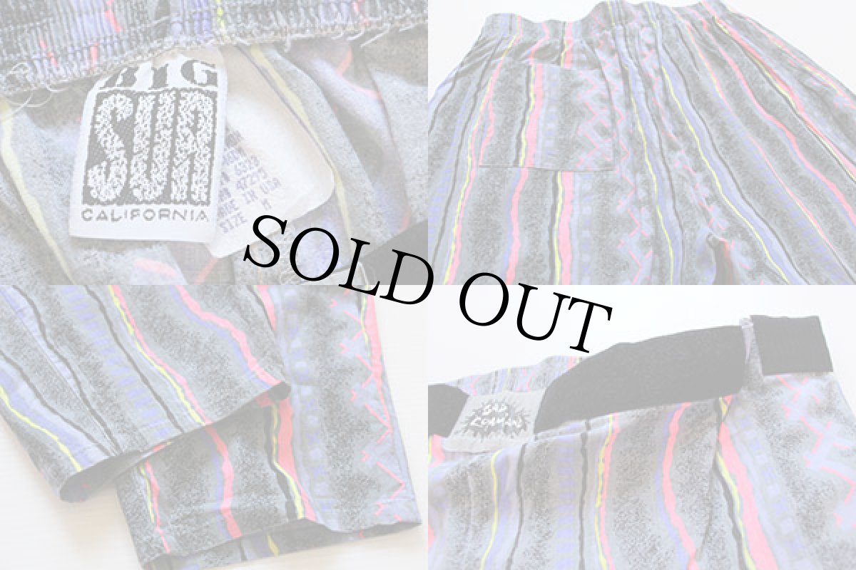 画像3: 90s USA製 BIG SUR 総柄 イージーパンツ 蛍光 M (3)