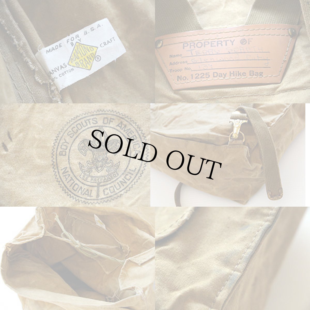 画像3: 50s BSA ボーイスカウト DIAMOND BRAND Day Hike Bag キャンバスバッグ カーキ (3)