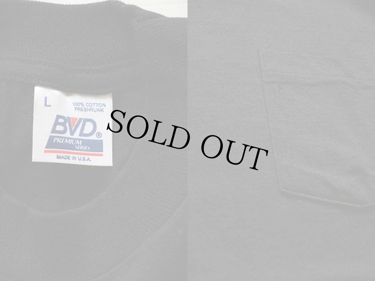 画像3: デッドストック★90s USA製 BVD 無地 コットン ポケットTシャツ 黒 L (3)