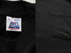 画像3: デッドストック★90s USA製 BVD 無地 コットン ポケットTシャツ 黒 L (3)