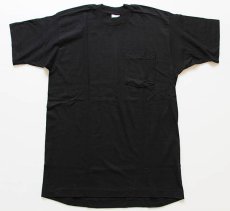 画像2: デッドストック★90s USA製 BVD 無地 コットン ポケットTシャツ 黒 L (2)