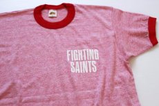 画像1: 80s USA製 RUSSELLラッセル FIGHTING SAINTS リンガーTシャツ 杢レッド M (1)