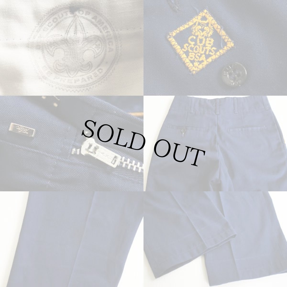 画像3: 70s BSA ボーイスカウト パッチ付き カブスカウトパンツ 紺 w22 (3)