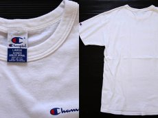 画像3: 90s USA製 Championチャンピオン ワンポイント スクリプト ロゴ コットンTシャツ 白 L (3)