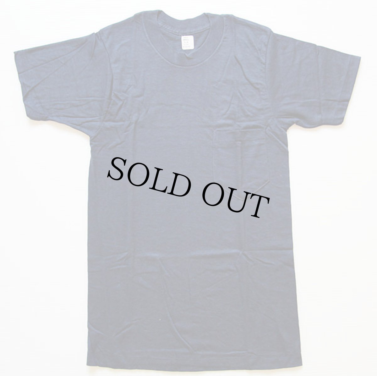 画像2: デッドストック★70s 無地 ポケットTシャツ 紺 S★B (2)