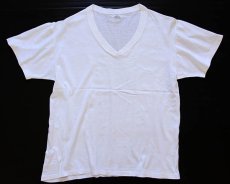 画像2: 50s PENNEY'S TOWNCRAFT Vネック 無地 コットンTシャツ 白 L (2)