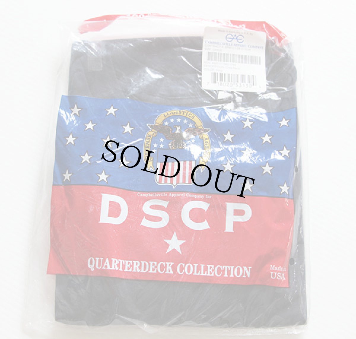 画像1: デッドストック★00s USA製 米軍 CAC 無地 コットンTシャツ 紺 L★DSCP (1)