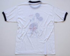 画像3: 80s USA製 Velva Sheen ミッキー マウス リンガーTシャツ 白×紺 L (3)