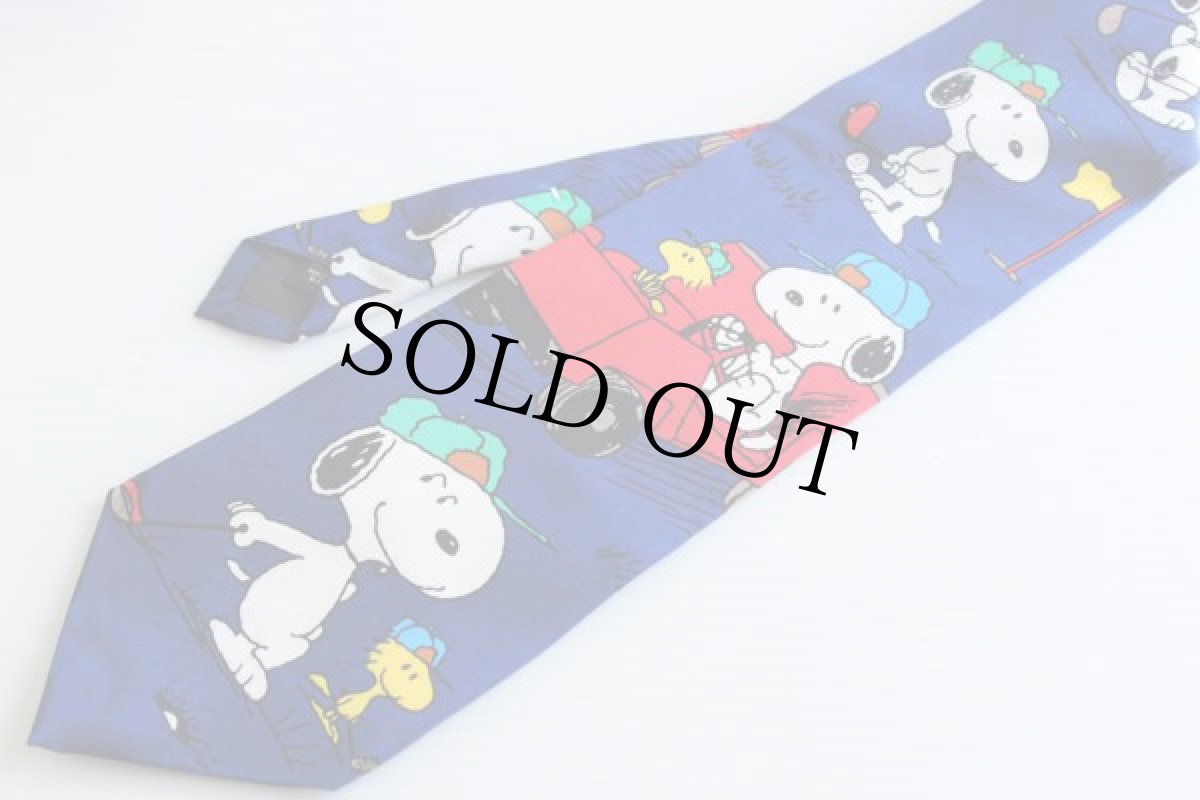 画像2: USA製 PEANUTS スヌーピー ゴルフ柄 シルク ネクタイ (2)