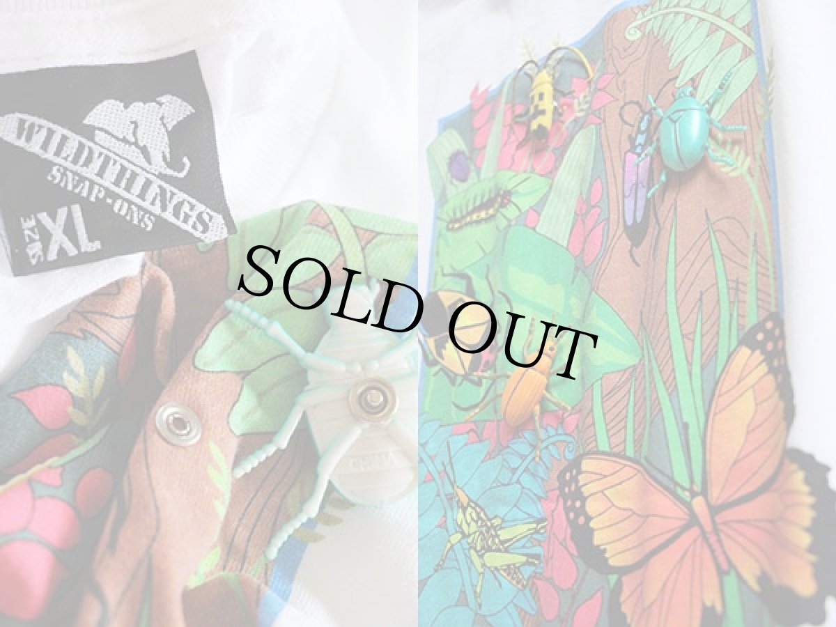 画像3: 90s USA製 WILDTHINGS SNAP-ONS 昆虫 飾り Tシャツ 白 (3)