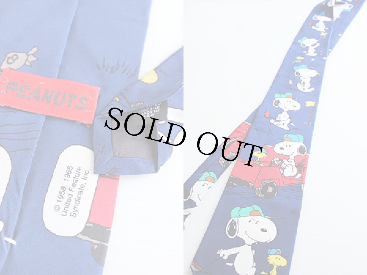 画像3: USA製 PEANUTS スヌーピー ゴルフ柄 シルク ネクタイ (3)