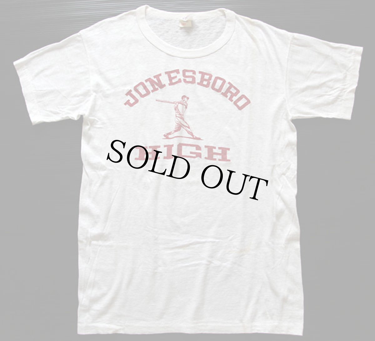 画像2: 50s Cardean JONESBORO HIGH 染み込みプリント コットンTシャツ 白 L (2)