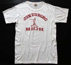 画像2: 50s Cardean JONESBORO HIGH 染み込みプリント コットンTシャツ 白 L (2)