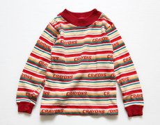 画像1: 70s CRAYONS ボーダー ジャガード 長袖Tシャツ 3T (1)