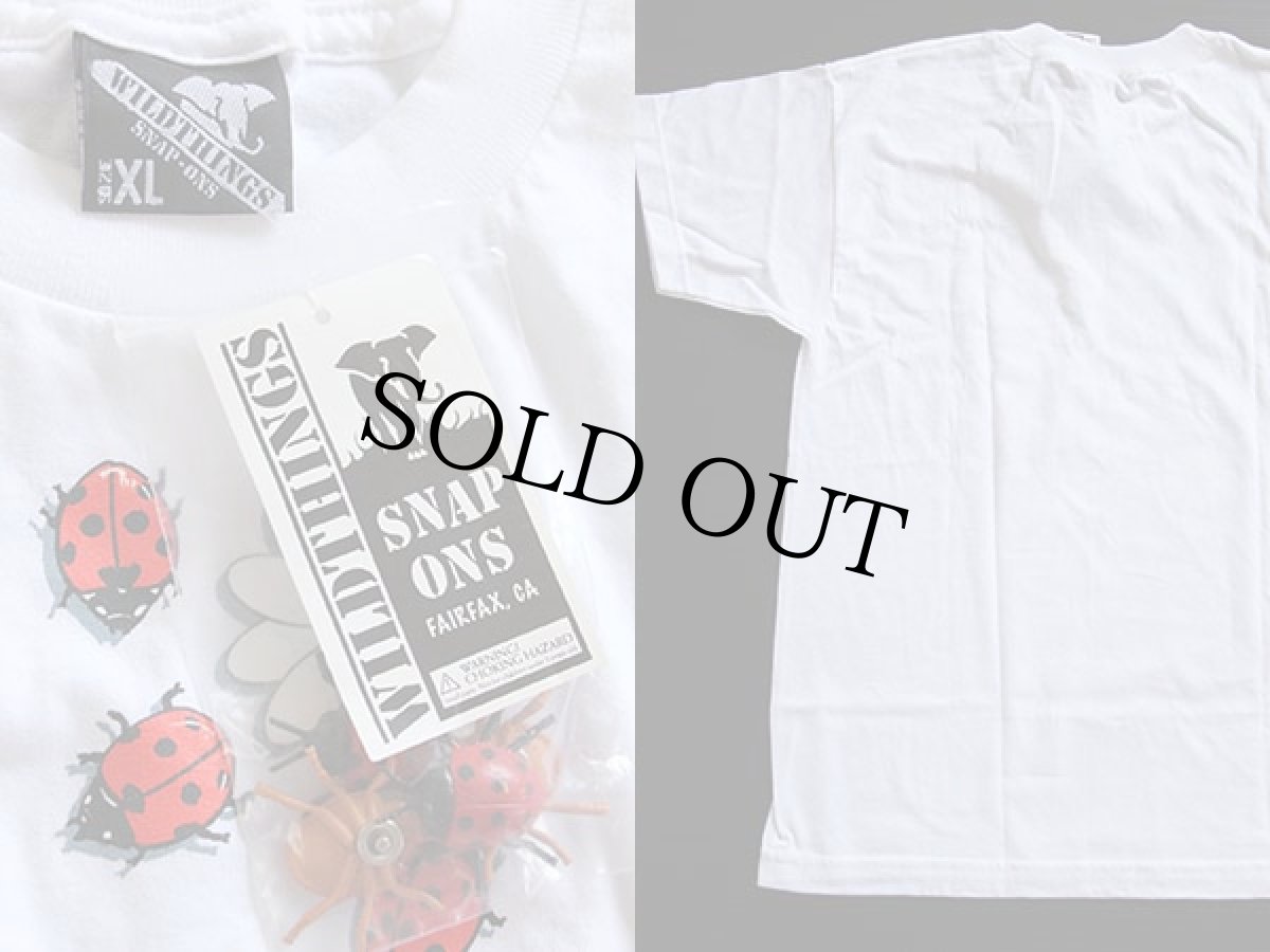 画像3: デッドストック★90s USA製 WILDTHINGS SNAP-ONS てんとう虫 コットンTシャツ 白 (3)