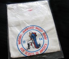 画像1: デッドストック★60s BSA ボーイスカウト NATIONAL JAMBOREE 染み込みプリント コットンTシャツ 白 16 (1)