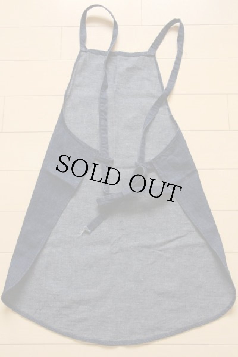 画像2: ビンテージ インディゴ デニム ワークエプロン (2)