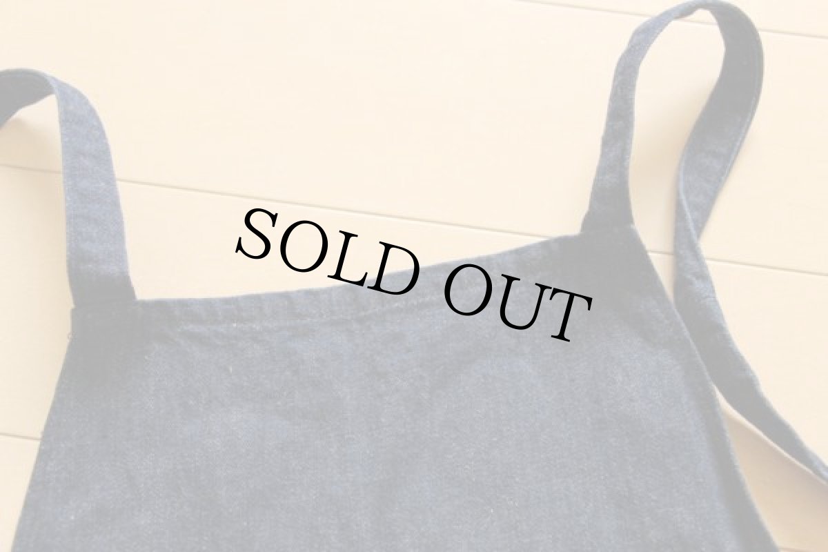 画像3: ビンテージ インディゴ デニム ワークエプロン (3)