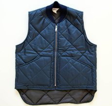画像1: 80s USA製 BIG SMITHビッグスミス ナイロン キルティング ワークベスト 紺 L (1)