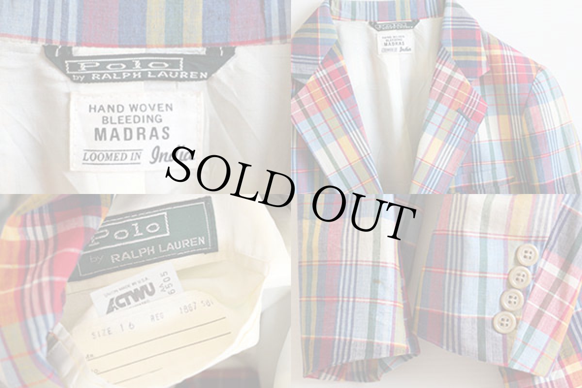 画像3: 80s USA製 ポロ ラルフローレン マドラスチェック テーラードジャケット 16 (3)